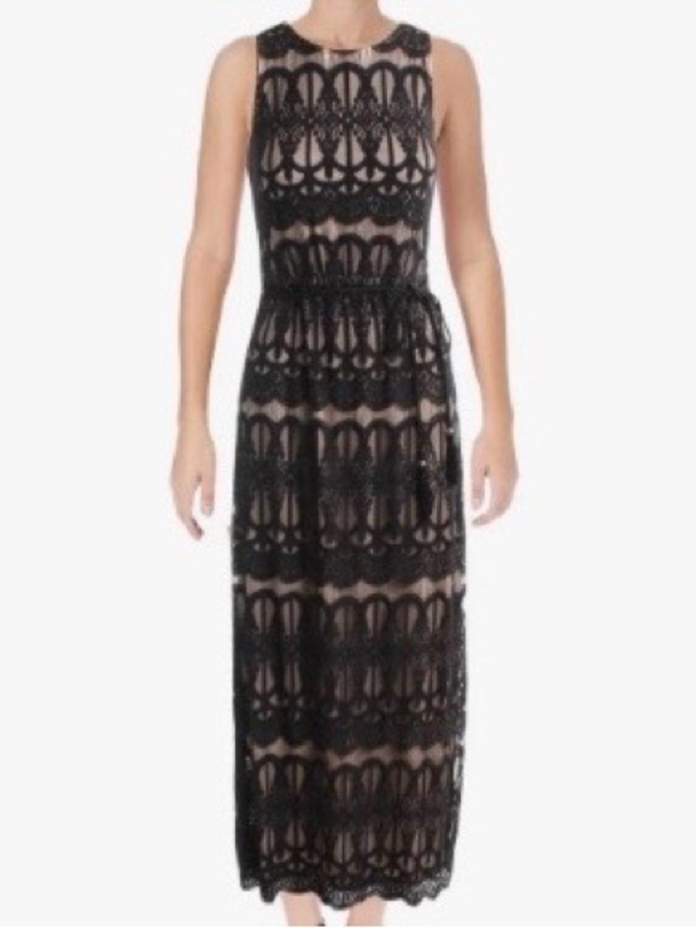 Jessica Howard Black Lace with Nude Lining Dress Size 14P